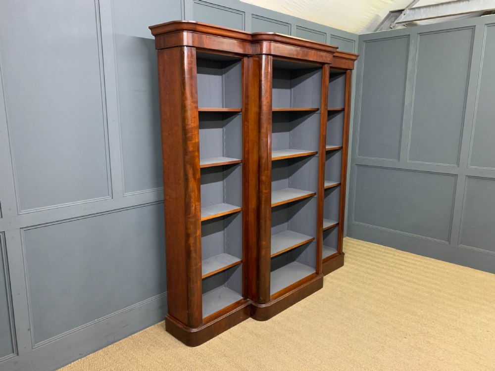 Victorian Mahogany Break Front Open Bookcase View III