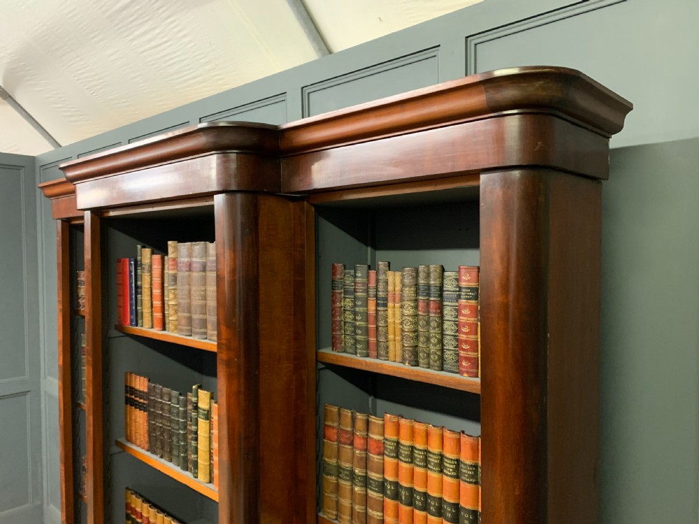 Victorian Mahogany Break Front Open Bookcase View VII