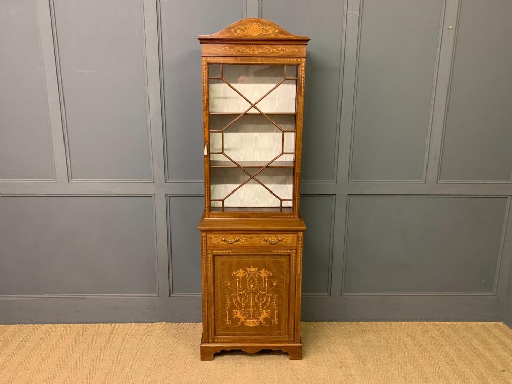Slender Inlaid Mahogany Bookcase View II