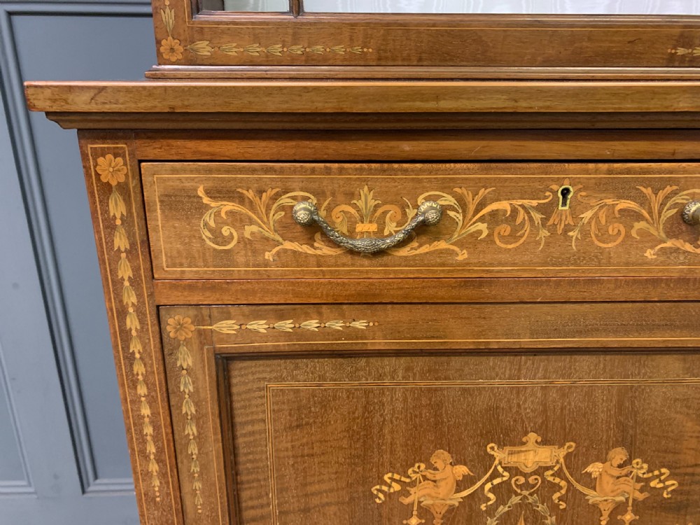 Slender Inlaid Mahogany Bookcase View X