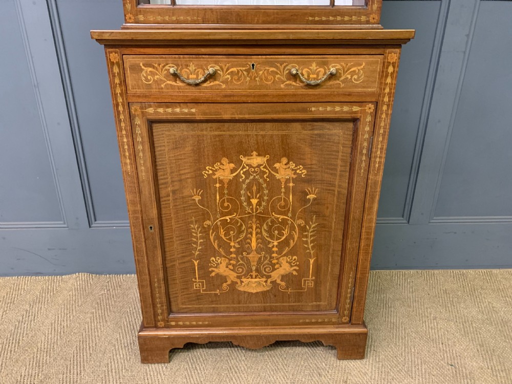 Slender Inlaid Mahogany Bookcase View XI