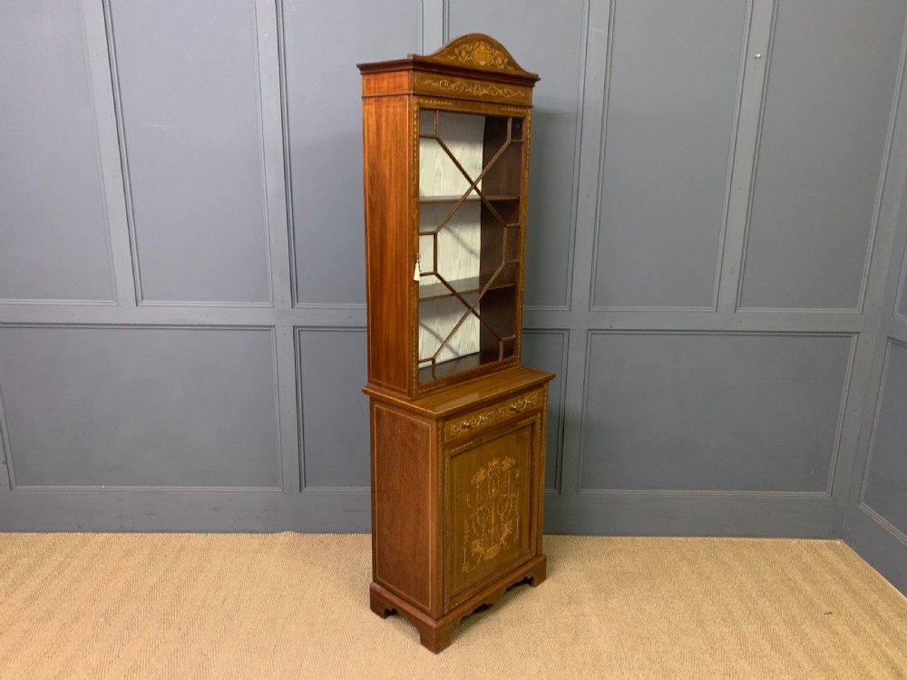 Slender Inlaid Mahogany Bookcase View XIV