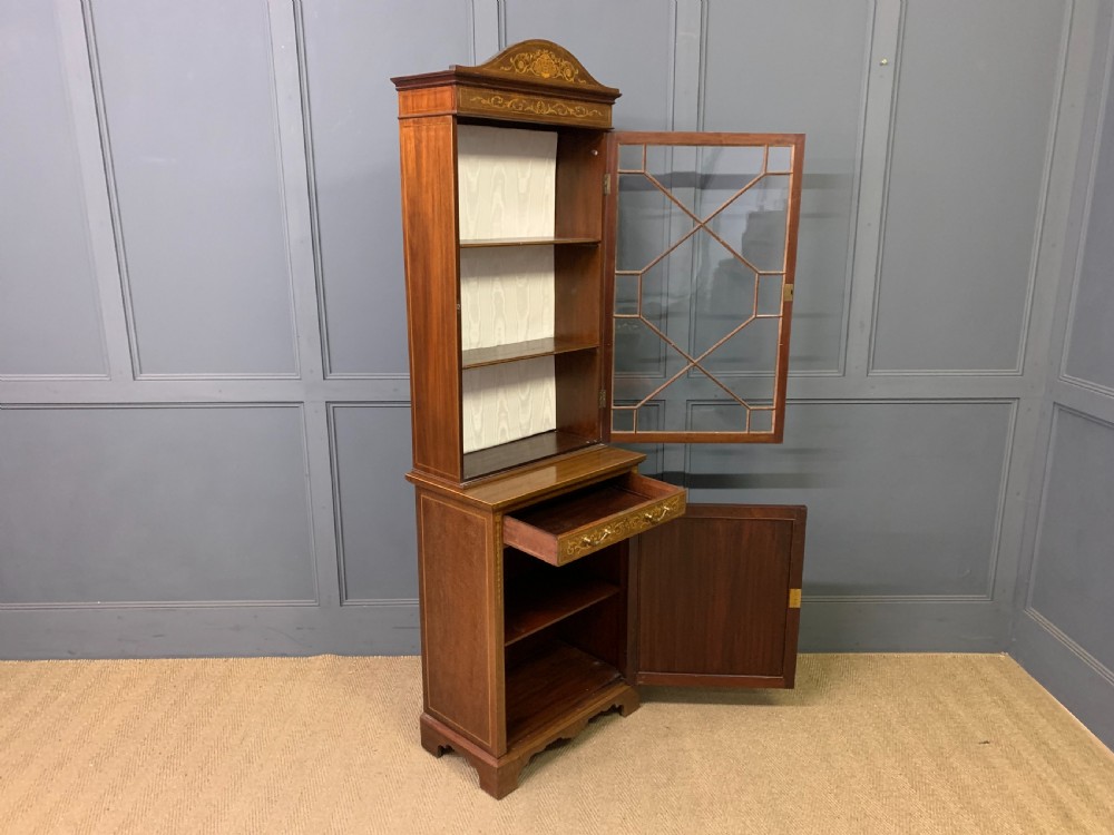 Slender Inlaid Mahogany Bookcase View XVIII