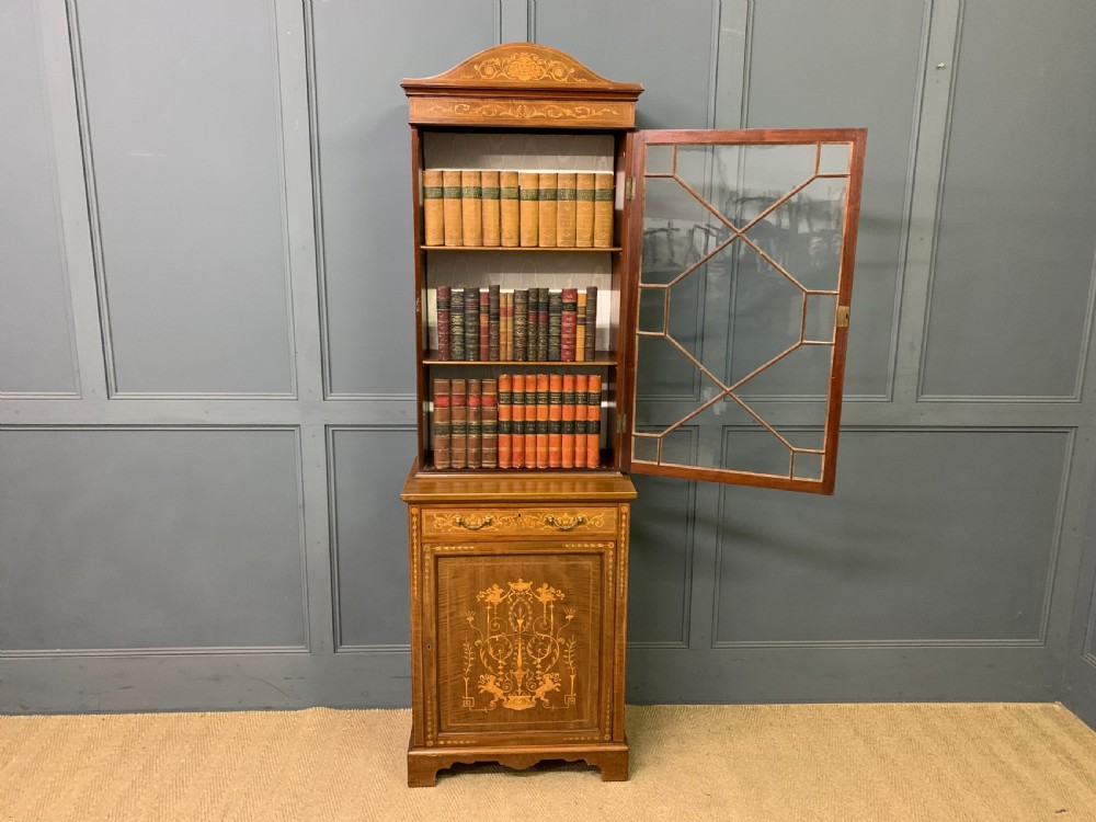 Slender Inlaid Mahogany Bookcase View XXI