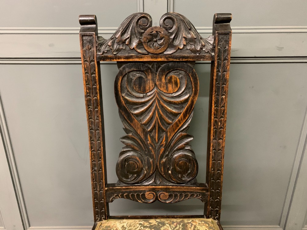 Set of 6 Carved Oak Chairs View V