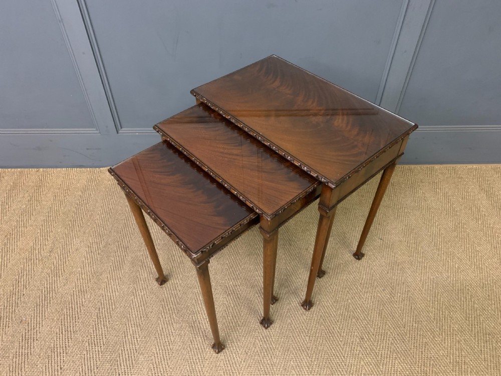 Nest of 3 Flame Mahogany Tables