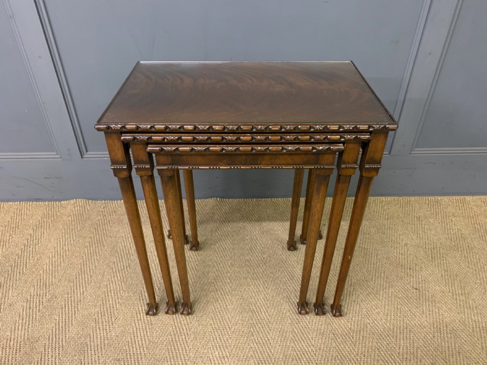 Nest of 3 Flame Mahogany Tables View II