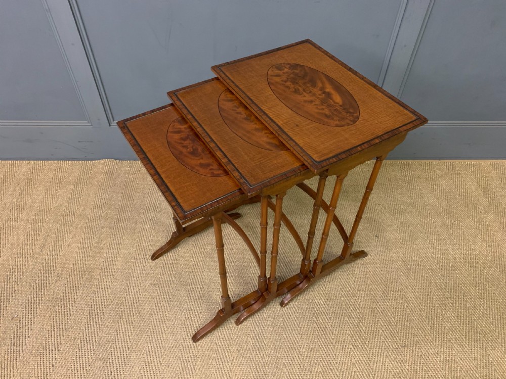 Nest of 3 Inlaid Mahogany Tables