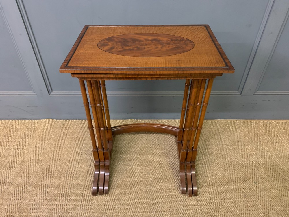 Nest of 3 Inlaid Mahogany Tables View II