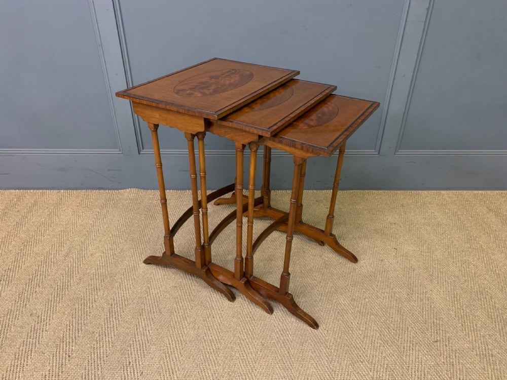 Nest of 3 Inlaid Mahogany Tables View VI