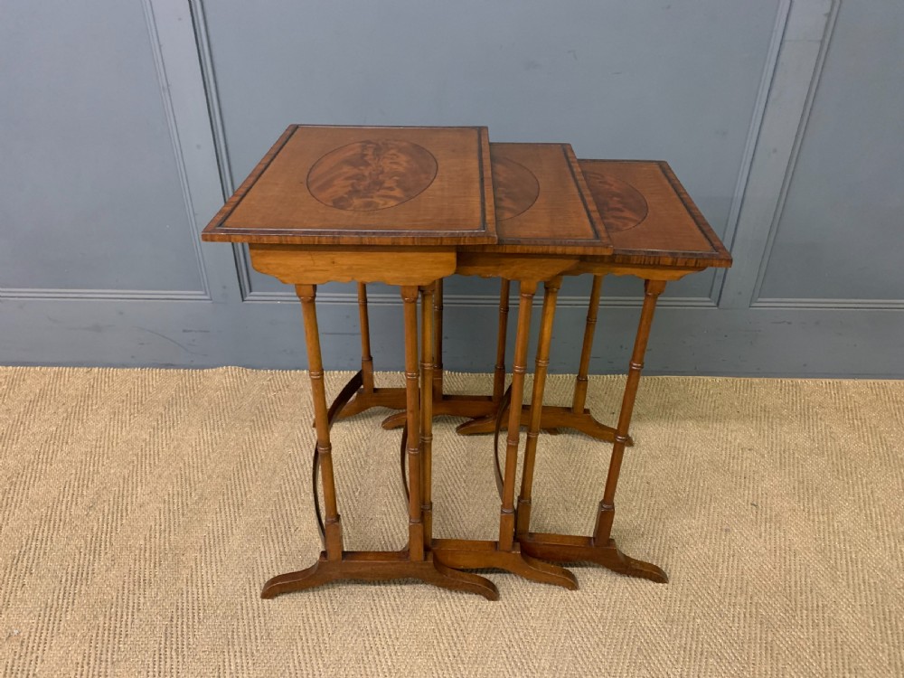 Nest of 3 Inlaid Mahogany Tables View IX