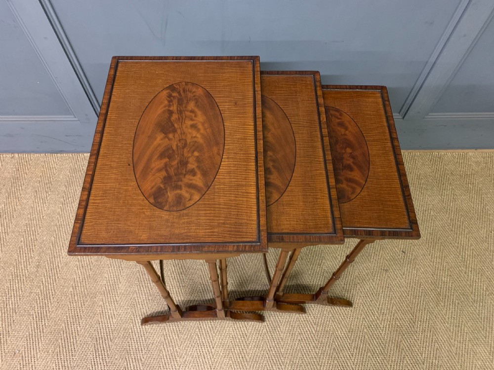 Nest of 3 Inlaid Mahogany Tables View X