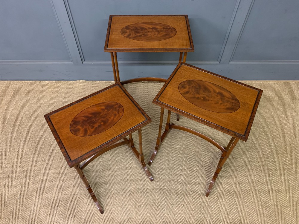 Nest of 3 Inlaid Mahogany Tables View XII