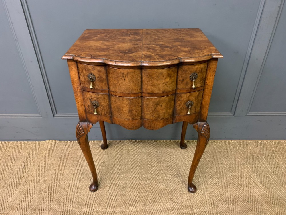 Burr Walnut 2 Drawer Serpentine Chest