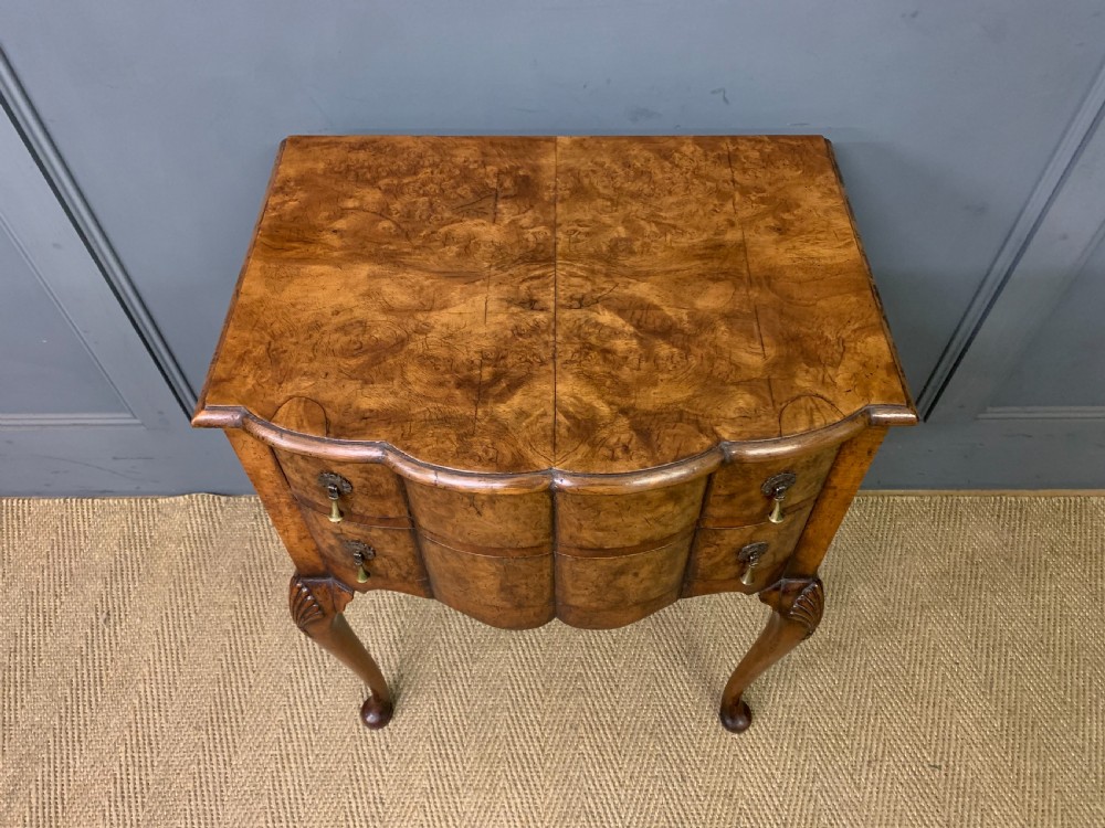 Burr Walnut 2 Drawer Serpentine Chest View III