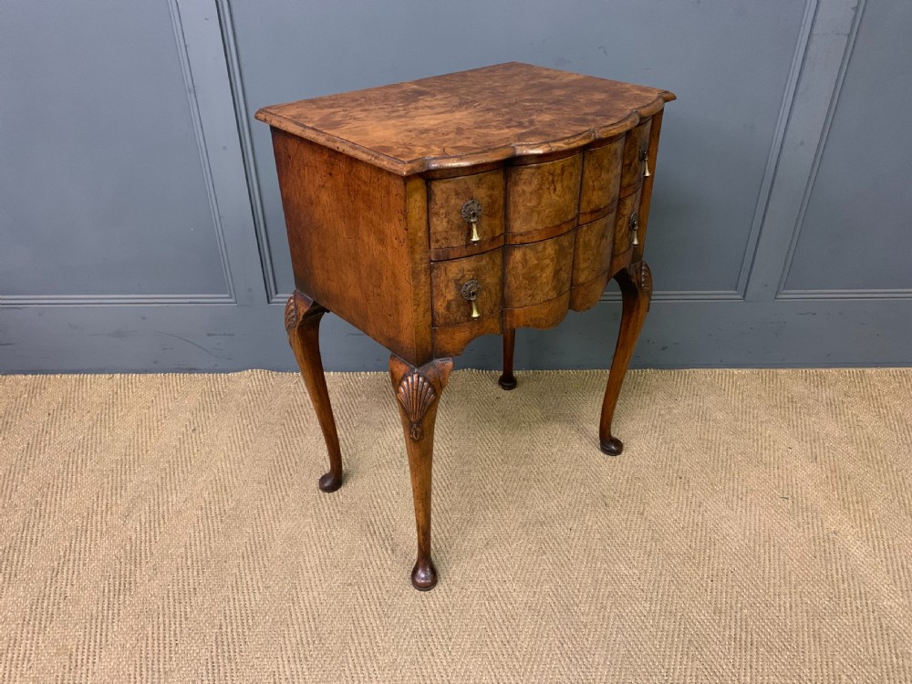 Burr Walnut 2 Drawer Serpentine Chest View VII
