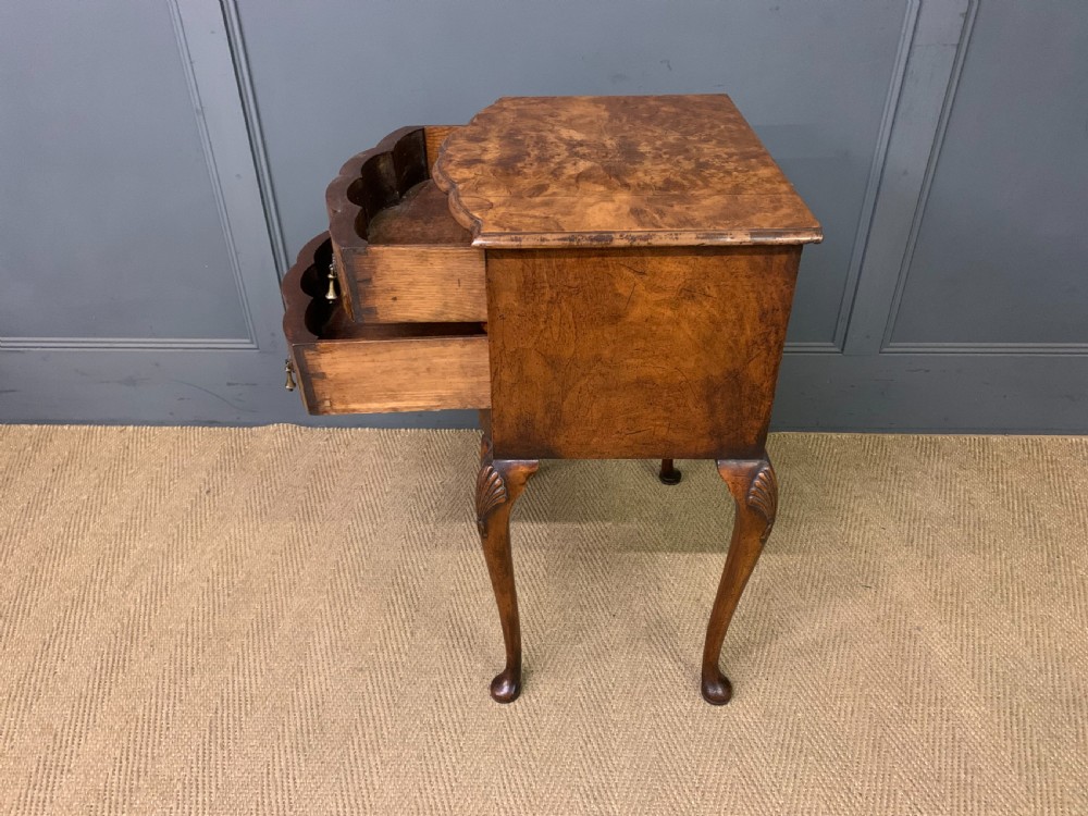 Burr Walnut 2 Drawer Serpentine Chest View X