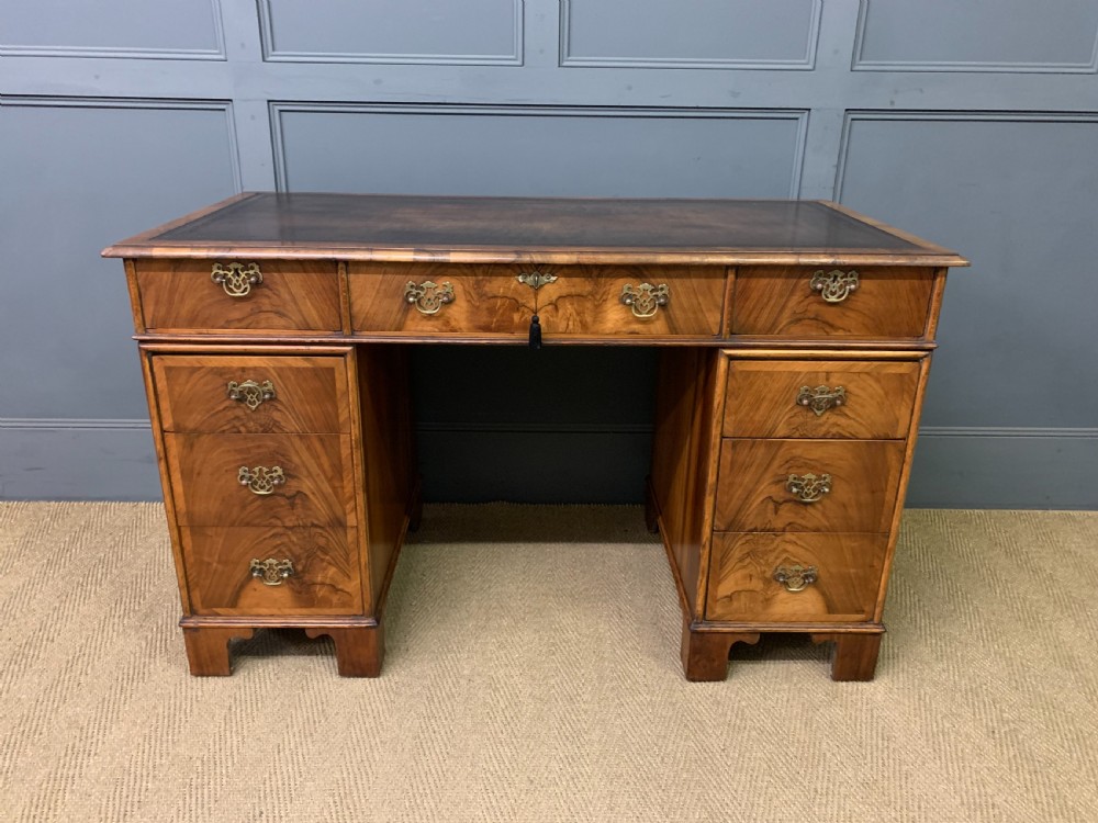 Edwardian Burr Walnut Pedestal Desk View II