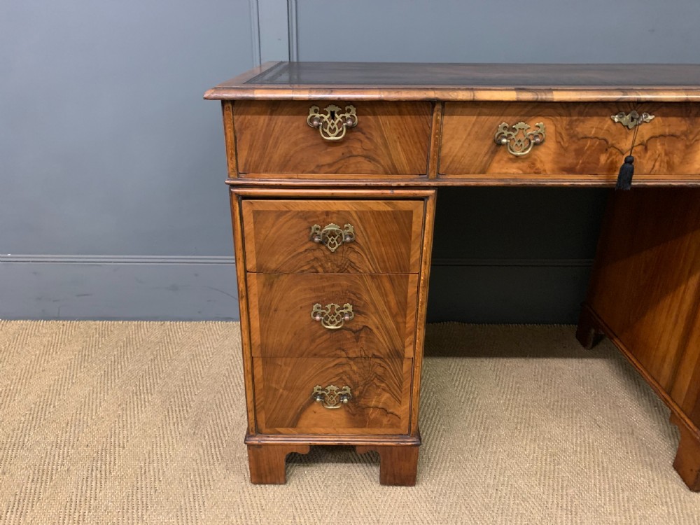 Edwardian Burr Walnut Pedestal Desk View V