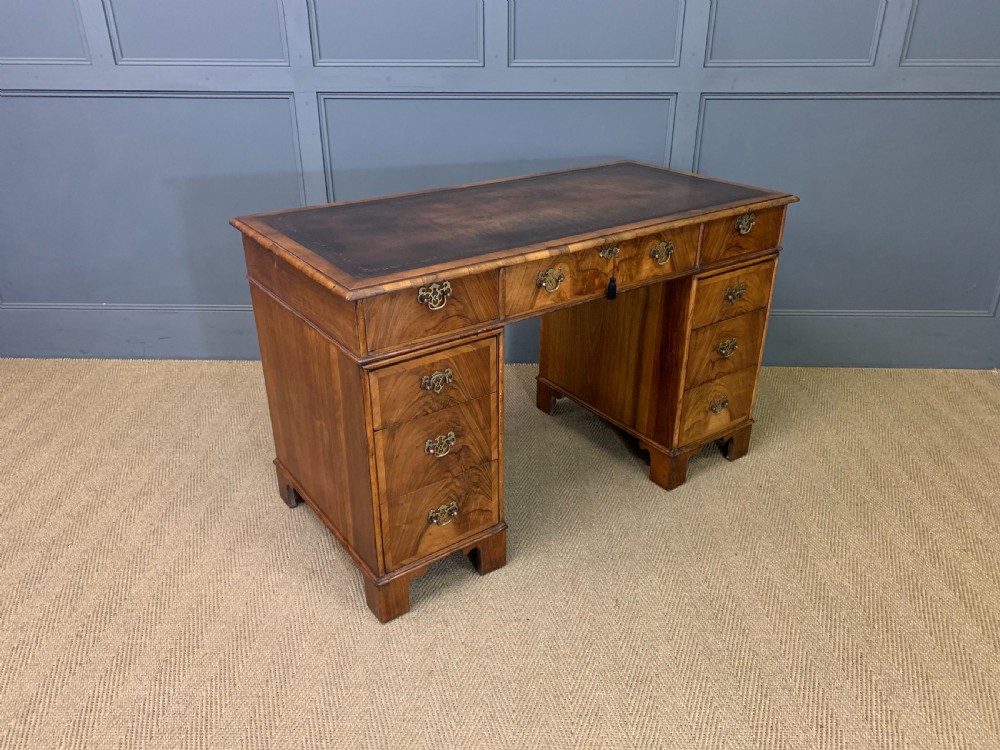 Edwardian Burr Walnut Pedestal Desk View IX