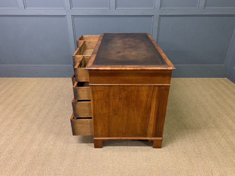 Edwardian Burr Walnut Pedestal Desk View XIV