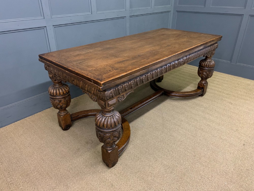 Jacobean Style Oak Refectory Draw Leaf Table