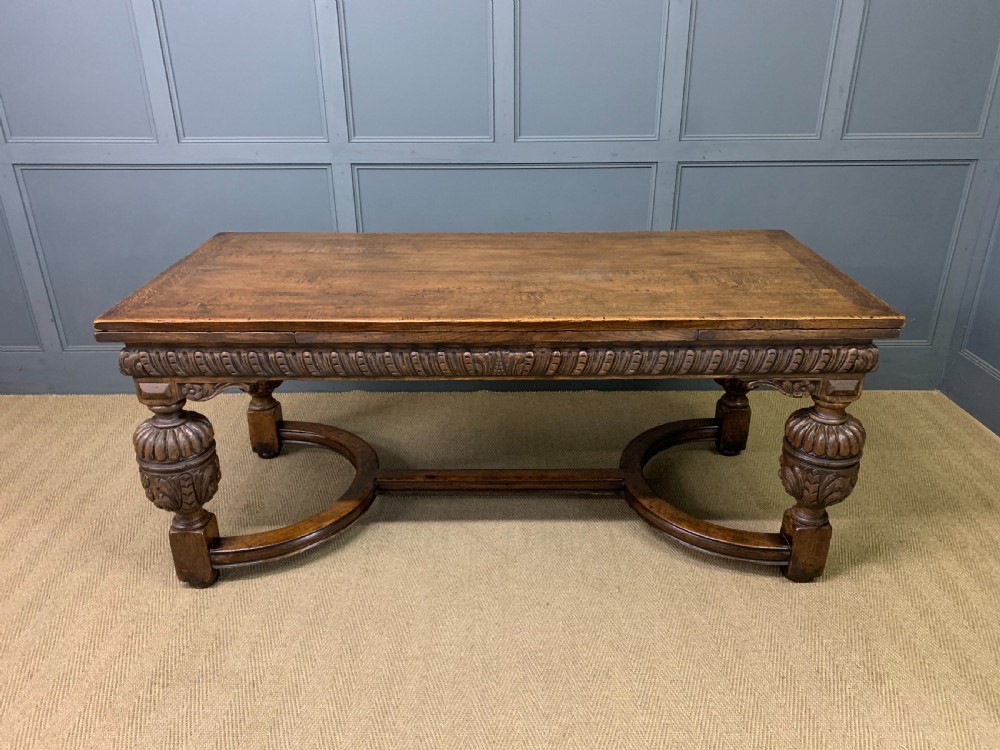 Jacobean Style Oak Refectory Draw Leaf Table View VII