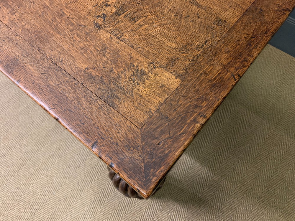 Jacobean Style Oak Refectory Draw Leaf Table View IX
