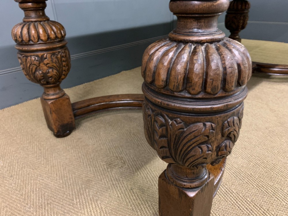 Jacobean Style Oak Refectory Draw Leaf Table View XIII