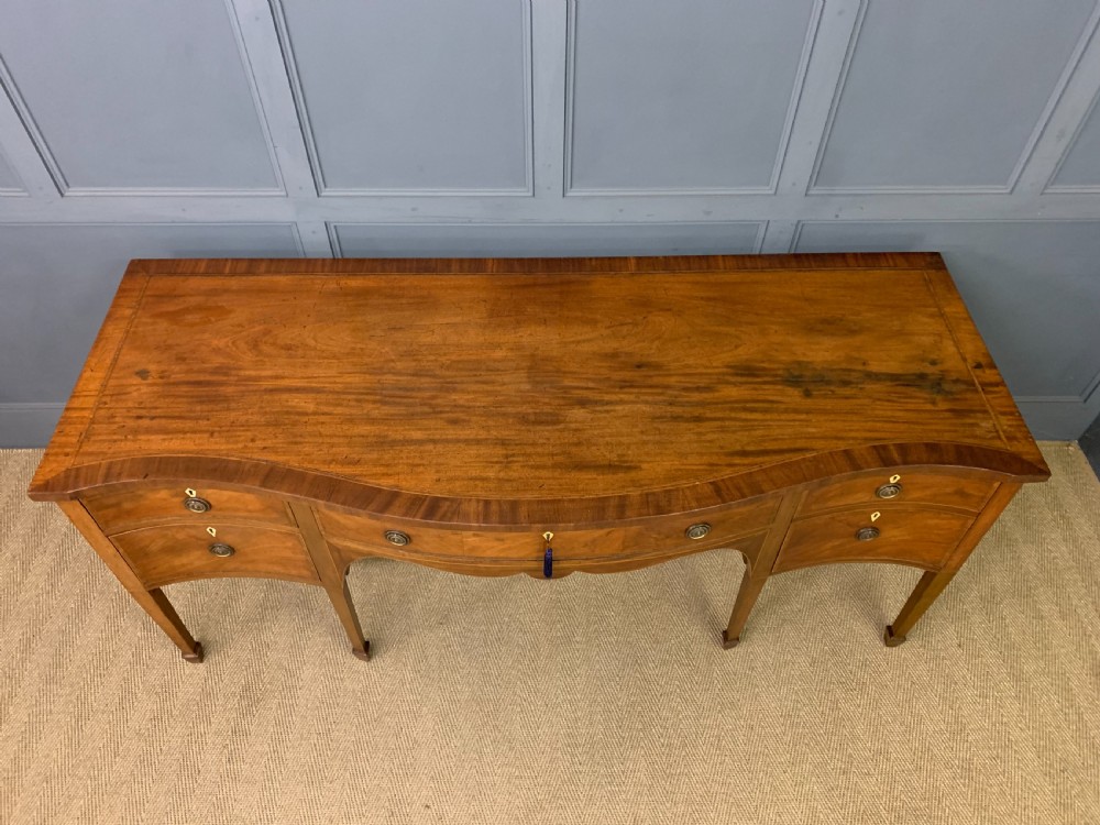 Large Georgian Serpentine Inlaid Mahogany Sideboard View III
