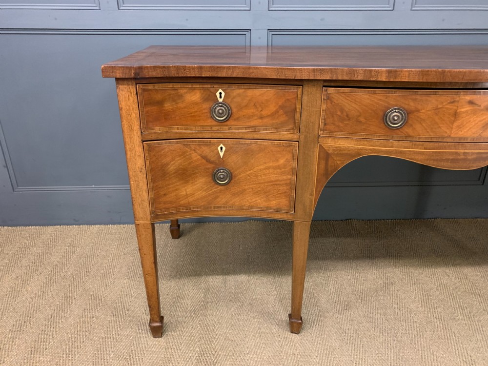 Large Georgian Serpentine Inlaid Mahogany Sideboard View IV