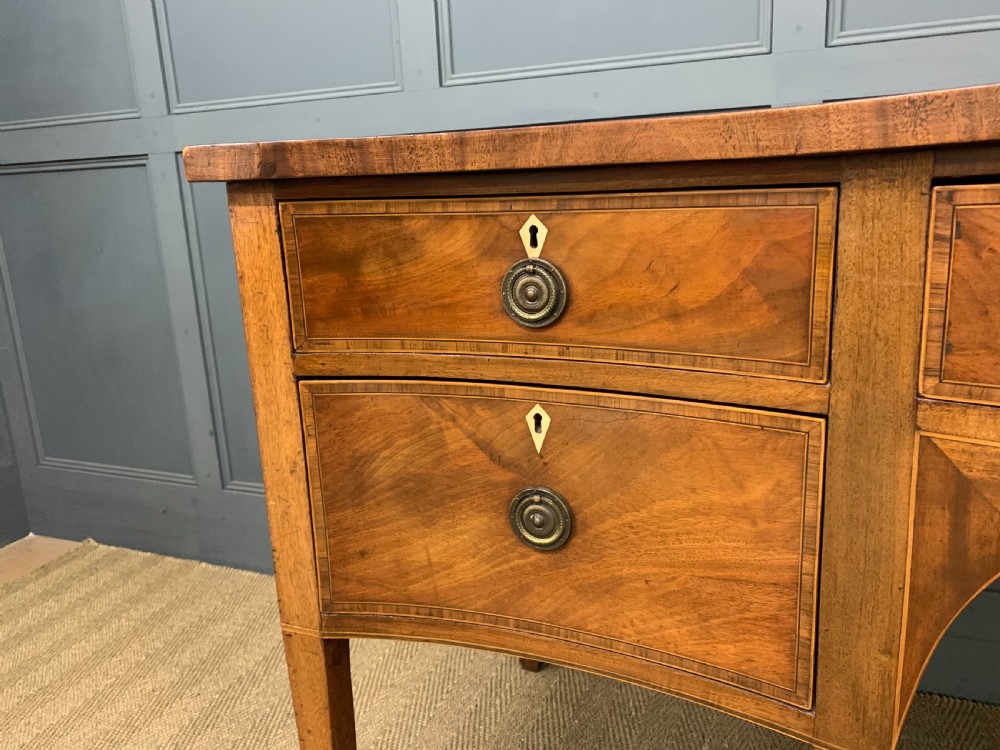 Large Georgian Serpentine Inlaid Mahogany Sideboard View V