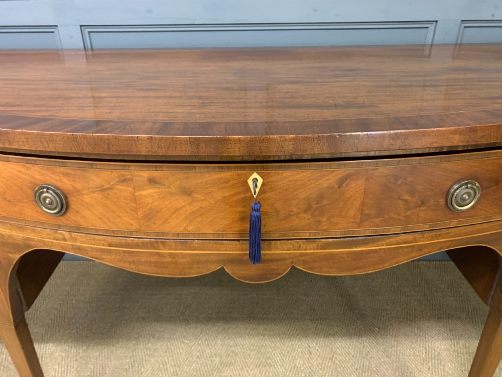 Large Georgian Serpentine Inlaid Mahogany Sideboard View VII