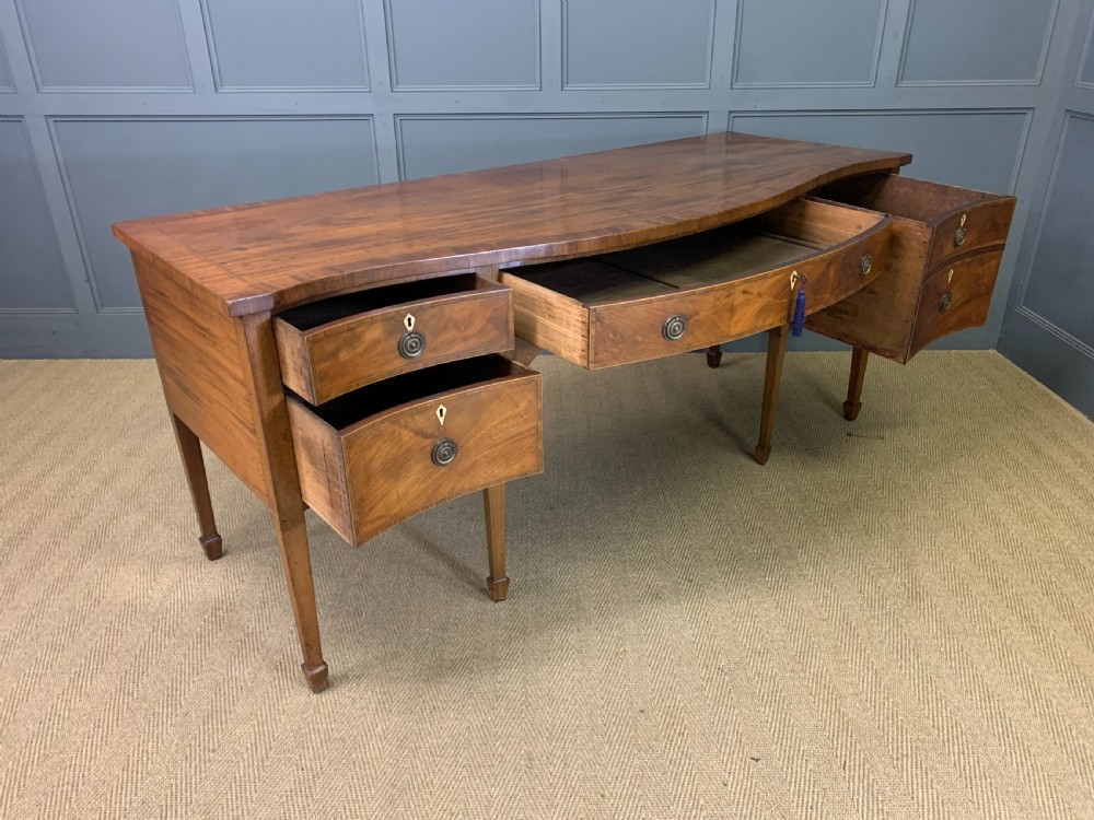 Large Georgian Serpentine Inlaid Mahogany Sideboard View XIV