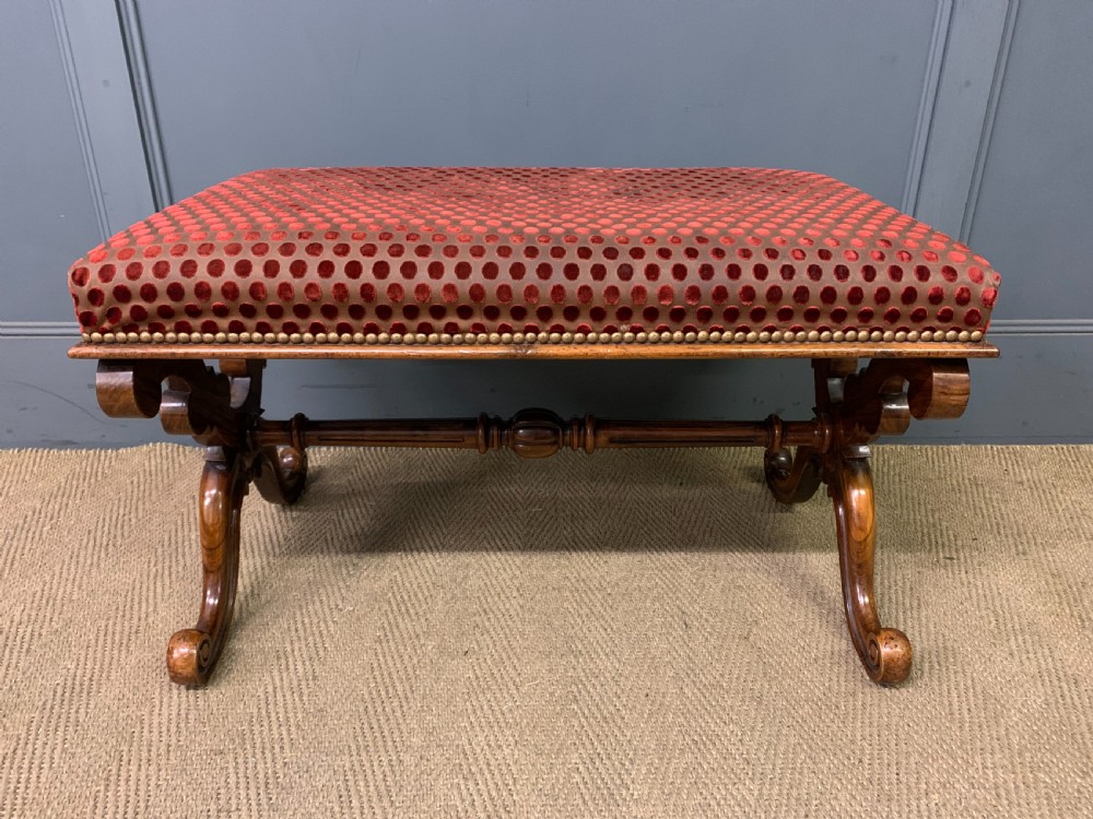 Large Size Victorian Walnut X-Frame Stool View III