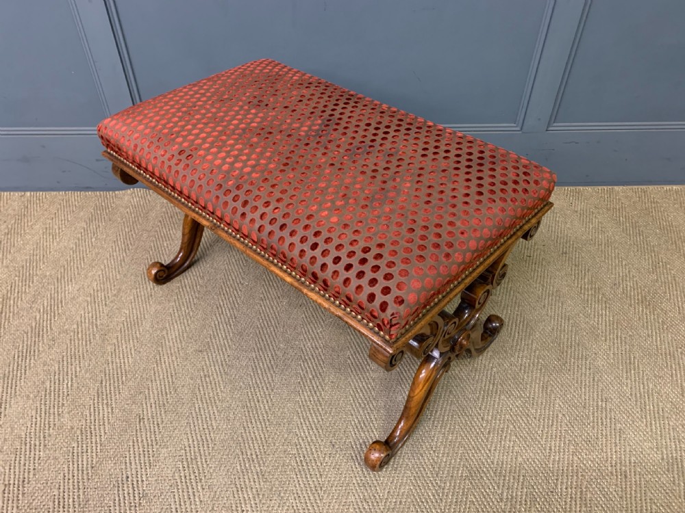 Large Size Victorian Walnut X-Frame Stool View IX