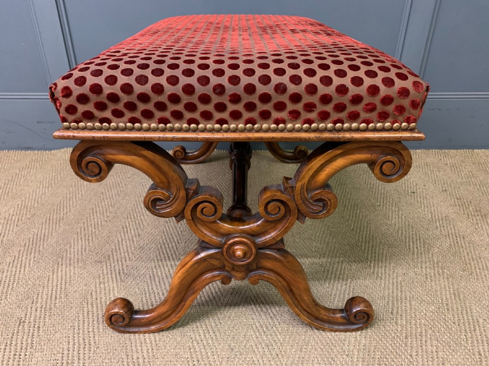 Large Size Victorian Walnut X-Frame Stool View X