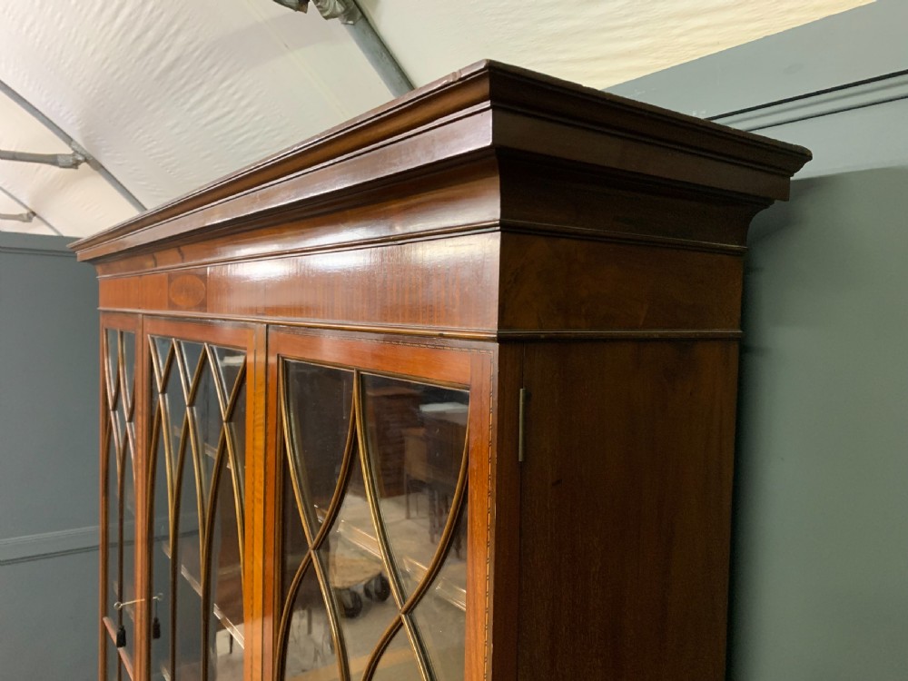 Edwardian Inlaid Mahogany Library Bookcase View X