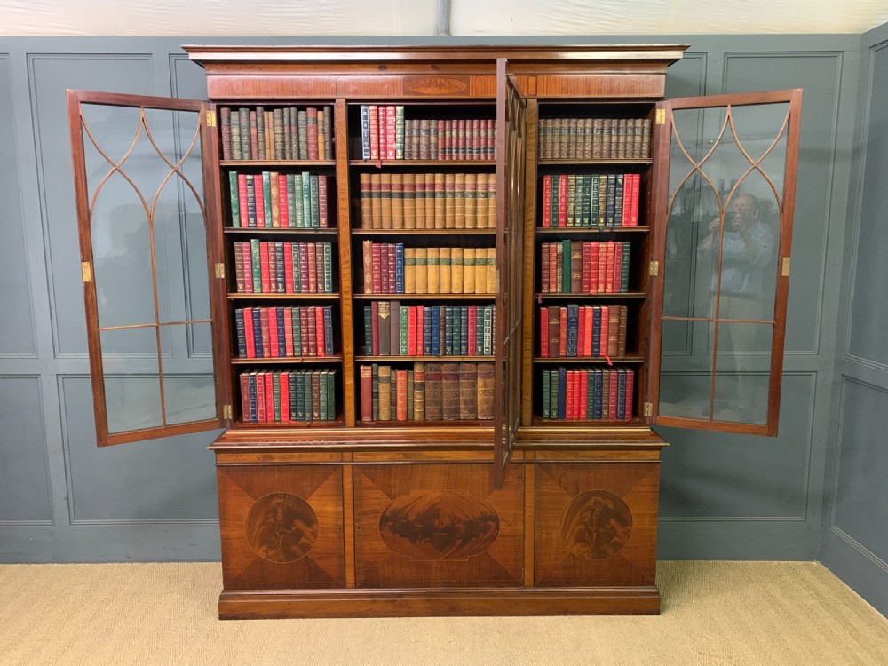 Edwardian Inlaid Mahogany Library Bookcase View XVIII