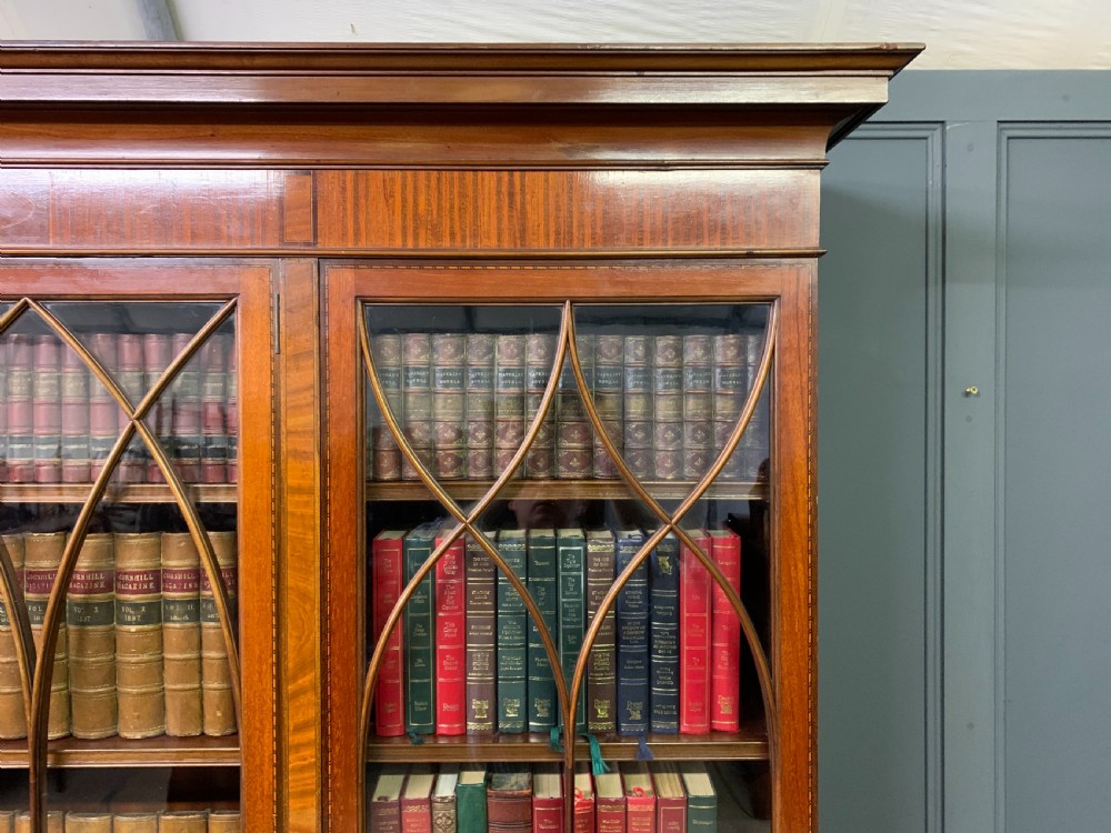 Edwardian Inlaid Mahogany Library Bookcase View XX