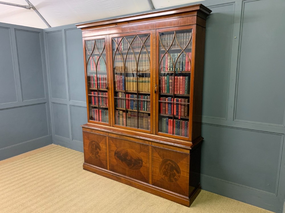 Edwardian Inlaid Mahogany Library Bookcase View XXII