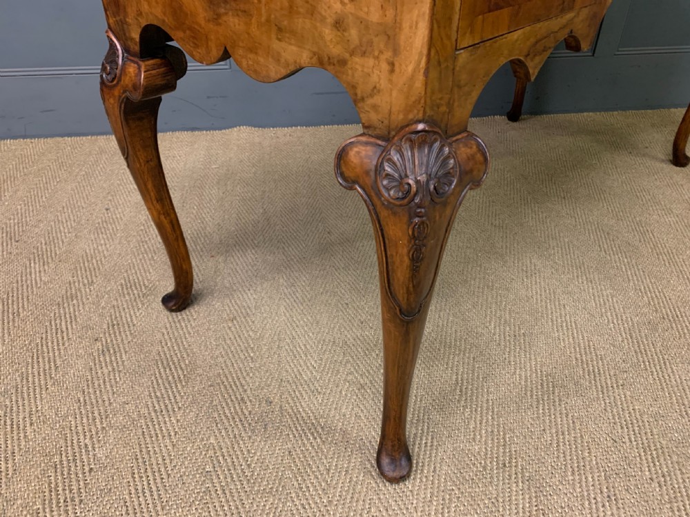 Queen Anne Style Burr Walnut Side Table View X