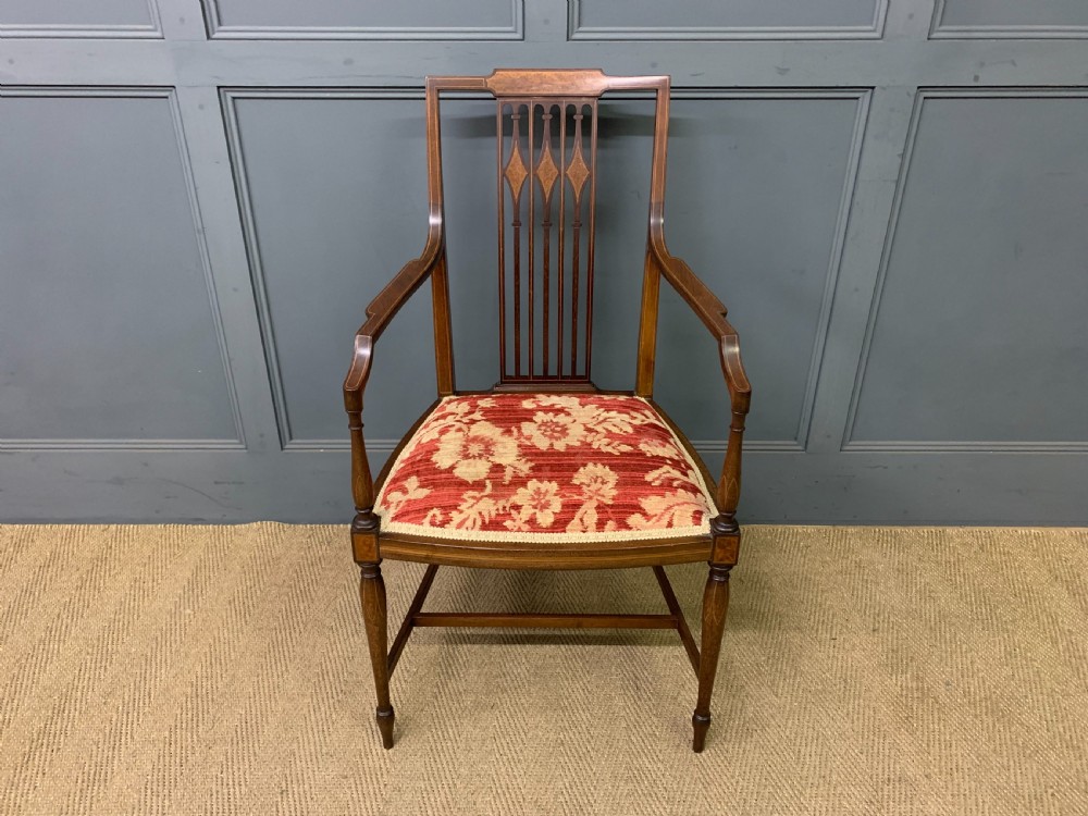 Edwardian Inlaid Mahogany Armchair