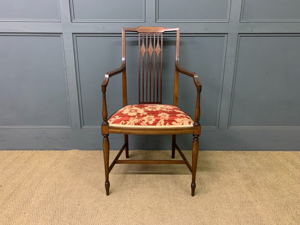 Edwardian Inlaid Mahogany Armchair View II