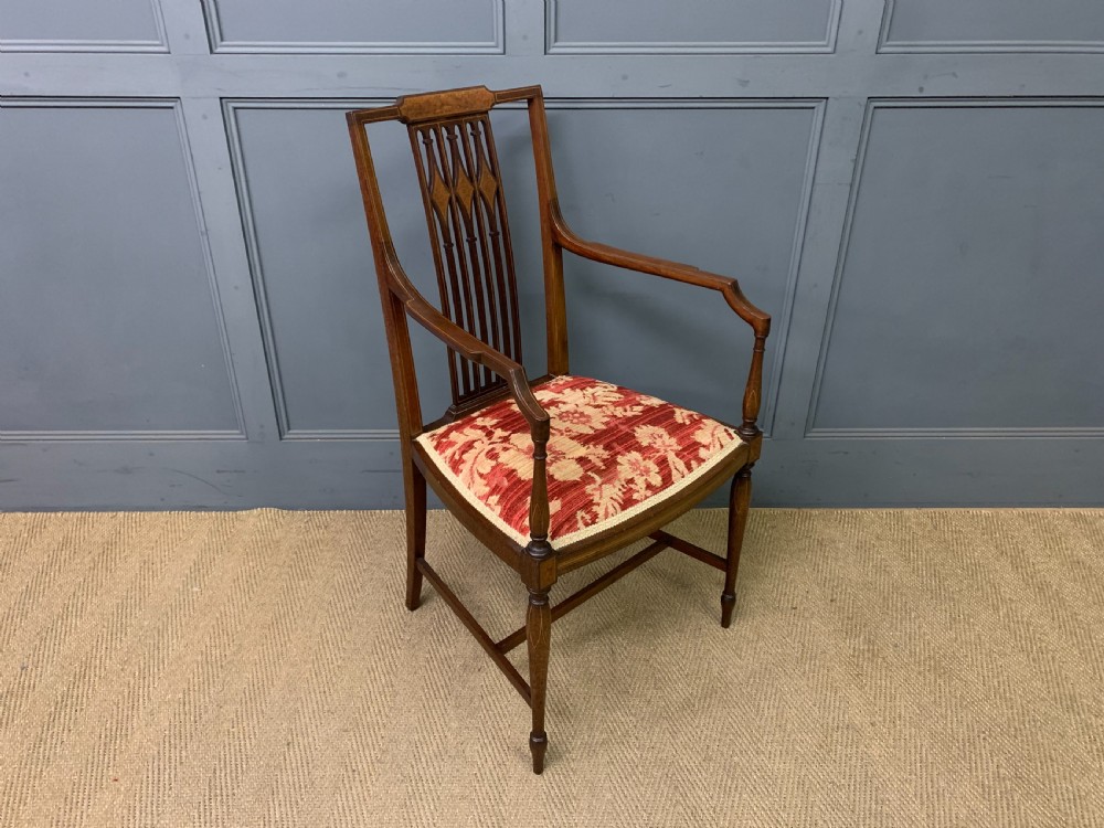 Edwardian Inlaid Mahogany Armchair View VIII
