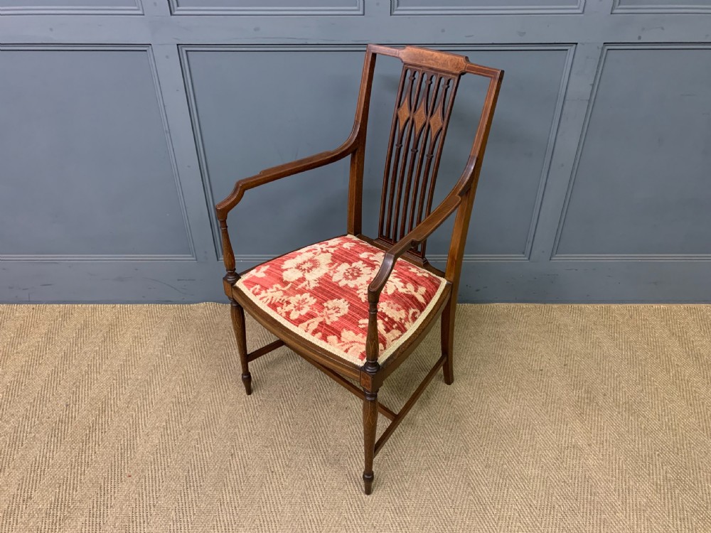 Edwardian Inlaid Mahogany Armchair View XI
