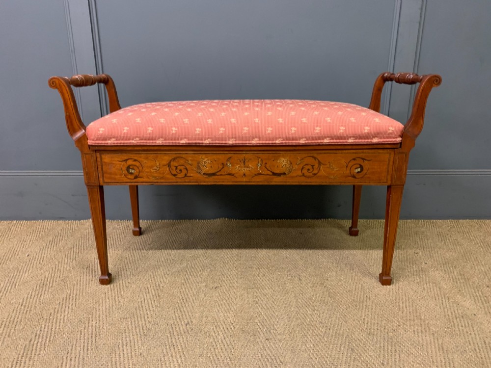 Inlaid Satinwood Piano Duet Stool View II