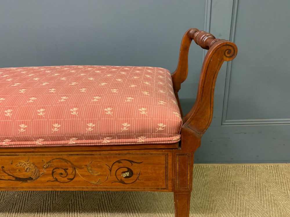 Inlaid Satinwood Piano Duet Stool View V