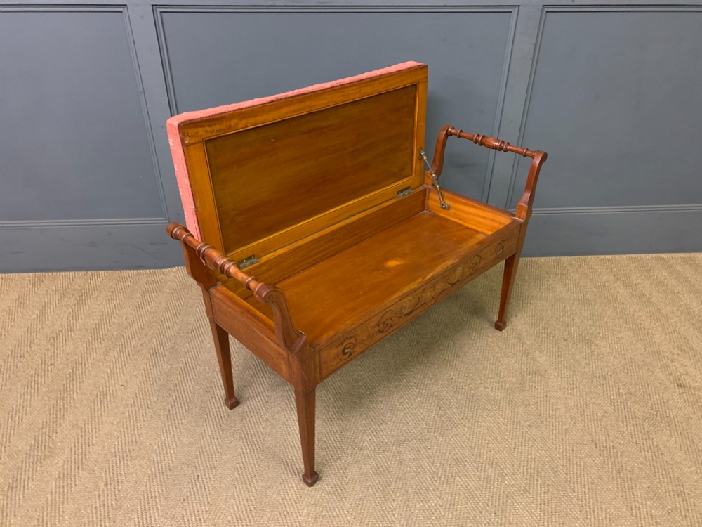 Inlaid Satinwood Piano Duet Stool View IX