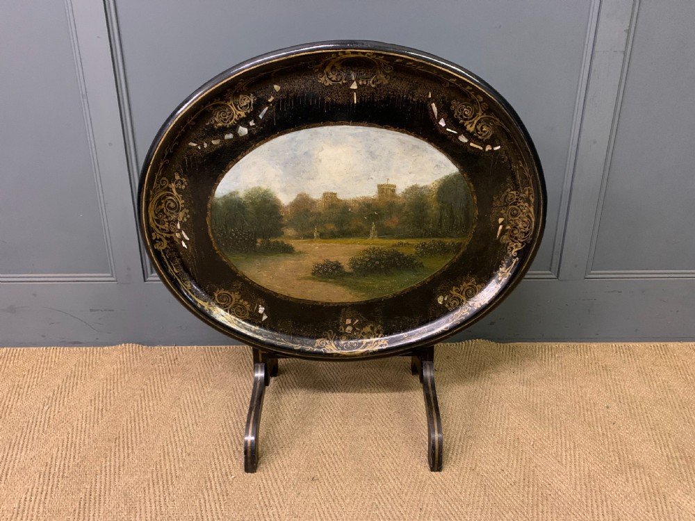 Victorian Papier Mache Tray on Stand View II